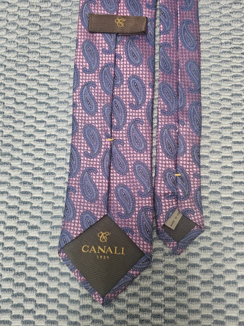 CANALI 1934 Italy Luxury Silk Tie Lavender Pink Blue Paisley Jacquard 3.25x59.5" - Picture 5 of 7